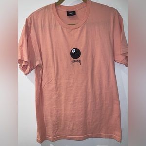 Stussy T-Shirt With 8 Ball Front Print in Pale Salmon